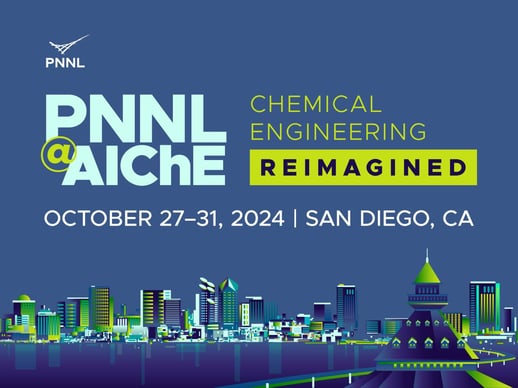 An illustration of the San Diego, California landscape, displaying information about the American Institute of Chemical Engineers 2024 event