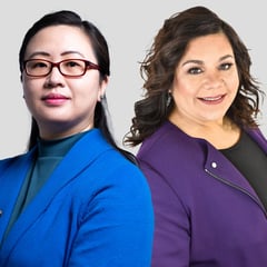 Composite photo of Jie Xiao and Evangelina Galvan Shreeve