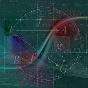 Image of mathematical equations superimposed on top of a digital background.
