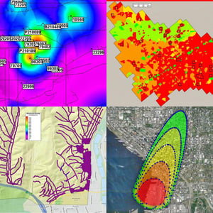 Composite image showcasing different uses of the Visual Sample Plan software tool.