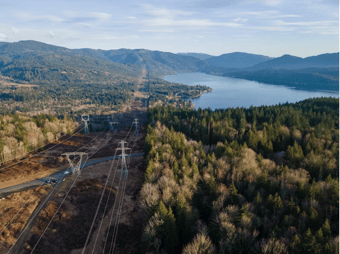 Transmission lines pass the eastern side of Lake Whatom, bringing power to the county.